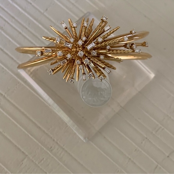 David Yurman supernova cuff bracelet with diamond in 18 k gold size M - Picture 9 of 16